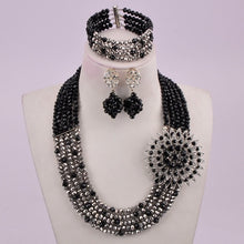 Load image into Gallery viewer, White Transparent Crystal Beaded Necklaces Nigerian Wedding African Beads Jewelry Set for Women