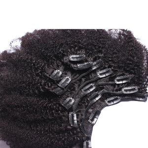 4B 4C Afro Kinky Curly Clip In Human Hair Extensions Brazilian Remy Hair 100% Human Hair Natural Black Clip Ins Bundle Dolago