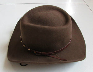 Unisex Brown Wool Felt Western Cowboy Hat For Men Women