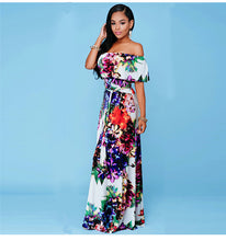 Load image into Gallery viewer, MC 7257 2020 Europen and American Women clothes Long Dress Plus Size Breast Size Off-shoulder Short-sleeve Printing Ground Dress