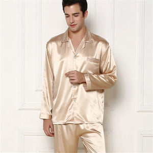 Luxury Couples Pajamas Men Women Sexy Satin Silk Pajama Pants Sets Summer Long Sleeve Pyjama Home Suit Lovers Sleepwear