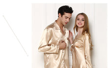 Load image into Gallery viewer, Luxury Couples Pajamas Men Women Sexy Satin Silk Pajama Pants Sets Summer Long Sleeve Pyjama Home Suit Lovers Sleepwear