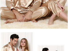 Load image into Gallery viewer, Luxury Couples Pajamas Men Women Sexy Satin Silk Pajama Pants Sets Summer Long Sleeve Pyjama Home Suit Lovers Sleepwear