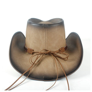 New Fashion Western Cowboy Hat For Women Men Leather Sombrero Hombre Jazz Caps