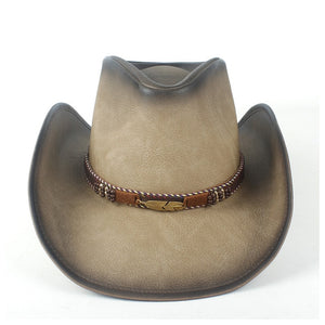 New Fashion Western Cowboy Hat For Women Men Leather Sombrero Hombre Jazz Caps