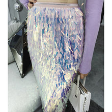 Load image into Gallery viewer, Elastic High Waist Sequin Tassel All-match Women&#39;s Mesh Skirt
