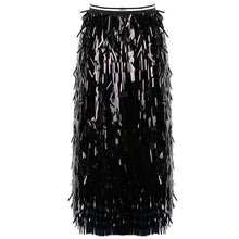 Load image into Gallery viewer, Elastic High Waist Sequin Tassel All-match Women&#39;s Mesh Skirt
