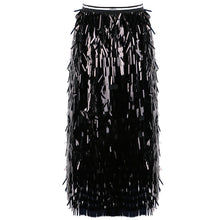Load image into Gallery viewer, Elastic High Waist Sequin Tassel All-match Women&#39;s Mesh Skirt
