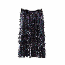 Load image into Gallery viewer, Elastic High Waist Sequin Tassel All-match Women&#39;s Mesh Skirt