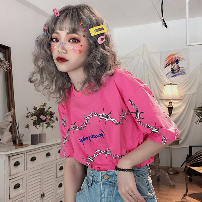 Summer dropshipping casual print Harajuku vintage Tees top vegan punk shirt Ulzzang gothic clothes Short sleeve Hip hop tshirt