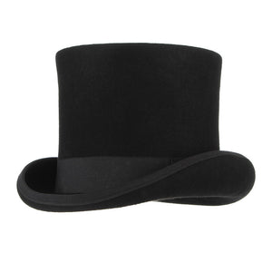 GEMVIE 17cm 100% Wool Felt Beaver High Top Hat Topper Derby Cylinder Hat For Women Men Mad Hatter Party Costume Magician Cap