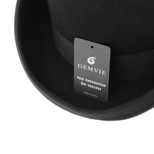 GEMVIE 17cm 100% Wool Felt Beaver High Top Hat Topper Derby Cylinder Hat For Women Men Mad Hatter Party Costume Magician Cap