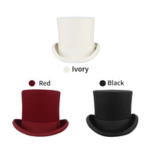 Load image into Gallery viewer, GEMVIE 17cm 100% Wool Felt Beaver High Top Hat Topper Derby Cylinder Hat For Women Men Mad Hatter Party Costume Magician Cap