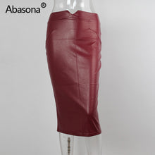 Load image into Gallery viewer, Women Pu Leather Skirt Autumn Casual Office Work Wear Body con Pencil Skirt High Waist Long Velvet Skirts