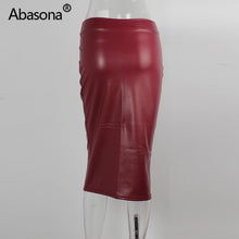 Load image into Gallery viewer, Women Pu Leather Skirt Autumn Casual Office Work Wear Body con Pencil Skirt High Waist Long Velvet Skirts