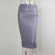 Load image into Gallery viewer, Women Pu Leather Skirt Autumn Casual Office Work Wear Body con Pencil Skirt High Waist Long Velvet Skirts