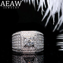 Load image into Gallery viewer, AEAW Luxurious Pave Moissanite Ring 14k White Gold 5mm 0.5ct Round Cut Brillant Lab Diamond Band For Men&#39;s Wedding Men&#39;s Jewelry