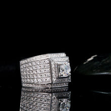 Load image into Gallery viewer, AEAW Luxurious Pave Moissanite Ring 14k White Gold 5mm 0.5ct Round Cut Brillant Lab Diamond Band For Men&#39;s Wedding Men&#39;s Jewelry