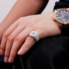 Load image into Gallery viewer, AEAW Luxurious Pave Moissanite Ring 14k White Gold 5mm 0.5ct Round Cut Brillant Lab Diamond Band For Men&#39;s Wedding Men&#39;s Jewelry