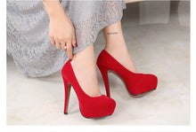 Load image into Gallery viewer, women&#39;s shoes high heels shoes flock platform Heeled shoes