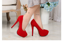 Load image into Gallery viewer, women&#39;s shoes high heels shoes flock platform Heeled shoes