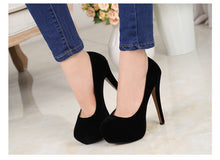 Load image into Gallery viewer, women&#39;s shoes high heels shoes flock platform Heeled shoes