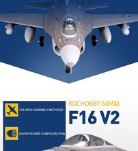 Load image into Gallery viewer, FMS RC Airplane 64mm F16 F-16 V2 Vigilantes Ducted Fan EDF Jet Grey Scale Warbird Fighter Model Hobby Plane Aircraft Avion PNP