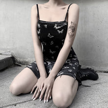 Load image into Gallery viewer, Black Gothic Spaghetti Strap Backless Off Shoulder Sexy Dress