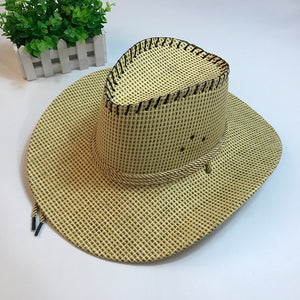 Handwork Summer Women Men Western Straw Cowboy Hat For Gentleman Wide Brim Boater Panama Jazz Hats Godfather Sombrero Cap