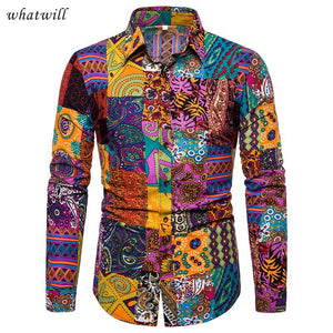 African shirts men fitness robe printed African Print Fashion Dress Shirt