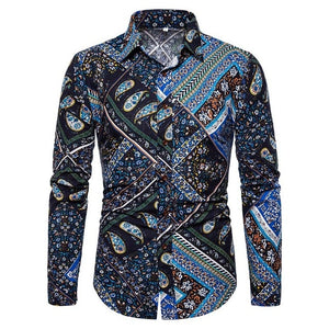 African shirts men fitness robe printed African Print Fashion Dress Shirt