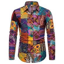 Load image into Gallery viewer, African shirts men fitness robe printed African Print Fashion Dress Shirt