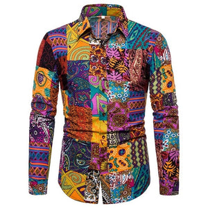 African shirts men fitness robe printed African Print Fashion Dress Shirt