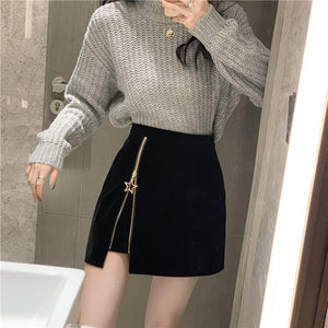 FairyShely Black Zipper Mini Skirt Women Velvet Short Pencil Skirt Ladies 2020 Fashion Office Work High Waist Skirts