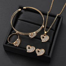 Load image into Gallery viewer, Fashion Jewelry Luxury Gold-color Romantic Austrian Crystal heart shape Chain Necklace Earrings Jewelry Sets