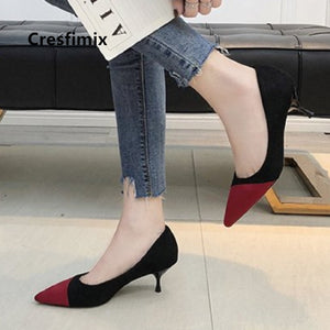 Women Fashion Black Plaid Slip on High Heel Shoes Lady Casual High Quality Spring Shoes