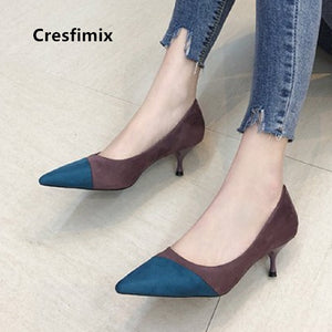 Women Fashion Black Plaid Slip on High Heel Shoes Lady Casual High Quality Spring Shoes