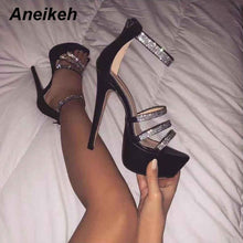 Load image into Gallery viewer, Aneikeh 2020 NEW 14.5CM Platform High Heels Sandals Summer Sexy Ankle Strap Open Toe Gladiator Party Dress Women Shoes Size 42