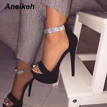 Load image into Gallery viewer, Aneikeh 2020 NEW 14.5CM Platform High Heels Sandals Summer Sexy Ankle Strap Open Toe Gladiator Party Dress Women Shoes Size 42