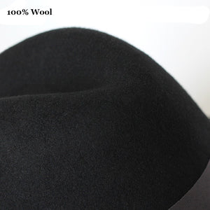 Wool Men Felt Trilby Fedora Hat For Gentleman Wide Brim Top Cloche Panama Sombrero Cap Size 56-58,size 59-61CM