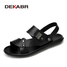 Load image into Gallery viewer, DEKABR 2020 New Arrival Fashion Summer Genuine Leather Beach Men Shoes High Quality Leather Flip-Flop Men&#39;s Sandals Size 38-45