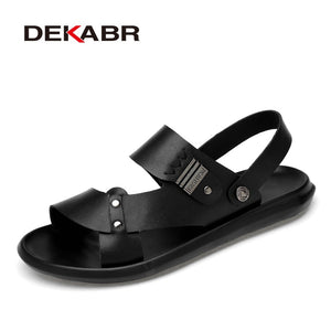 DEKABR 2020 New Arrival Fashion Summer Genuine Leather Beach Men Shoes High Quality Leather Flip-Flop Men's Sandals Size 38-45