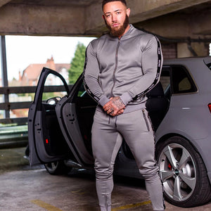 2019 New Men Sets Fashion Sporting Suit Brand Patchwork Zipper Sweatshirt +Sweatpants Mens Clothing 2 Pieces Sets Slim Tracksuit