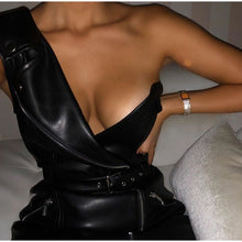 Load image into Gallery viewer, Leather High Waisted One Shoulder Mini Tube Dresses