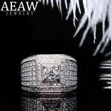 Load image into Gallery viewer, AEAW Luxurious Pave Moissanite Ring 14k White Gold 5mm 0.5ct Round Cut Brillant Lab Diamond Band For Men&#39;s Wedding Men&#39;s Jewelry