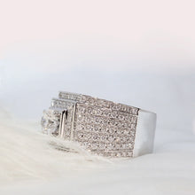 Load image into Gallery viewer, AEAW Luxurious Pave Moissanite Ring 14k White Gold 5mm 0.5ct Round Cut Brillant Lab Diamond Band For Men&#39;s Wedding Men&#39;s Jewelry