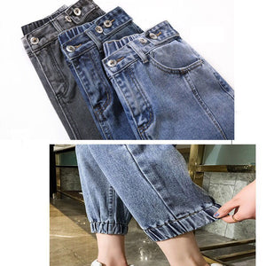 oversize high waist jeans elastic loose korean JEANS women boyfriend pants women plus size oversized jeans woman trousers 2019