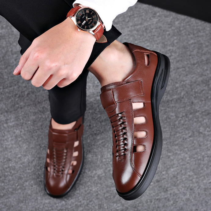 Men Sandals High Quality Genuine Leather Sandals Men Outdoor Casual Shoes Breathable Fisherman Shoes Plus Size 48