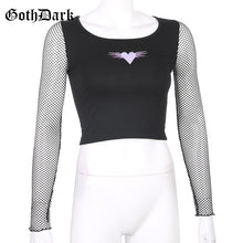 Load image into Gallery viewer, Goth Dark Vintage harajuku Egirl Gothic T-shirts Emo Women Aesthetic 2020 Longsleeve Mesh Embroidery Heart Female Tshirt Chic