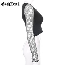 Load image into Gallery viewer, Goth Dark Vintage harajuku Egirl Gothic T-shirts Emo Women Aesthetic 2020 Longsleeve Mesh Embroidery Heart Female Tshirt Chic